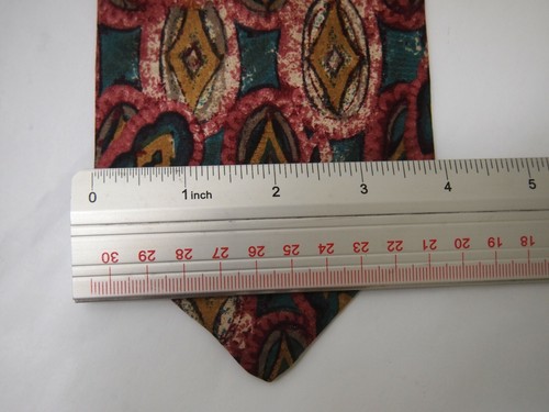 Vtg Kuppenheimer International Mens Necktie Tie Pink Aqua Blue Geometric Short - Picture 4 of 4