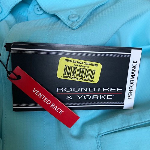 R&Y Performance NWT 2XT Blue SS Collared Hook & Loop Pocket Vented Back Shirt - Picture 4 of 6