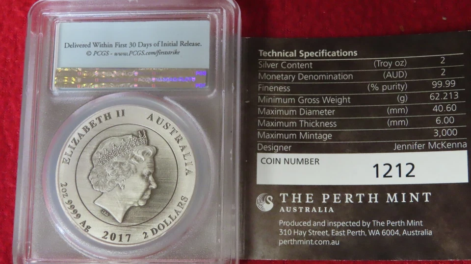 2017 Australia Koala 2 Ounces .999 Silver HIGH RELIEF PCGS ANTIQUE FINISH MS69 - Image 3 of 4