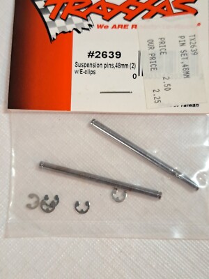 Original TRAXXAS RC Part #2639 - 48mm Suspension Pins (2) With E-Clips NOS