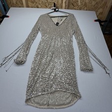 Fashion Nova "For Tonight's Special Pearl Mini Dress" Sequin Silver XL NEW W/TAG
