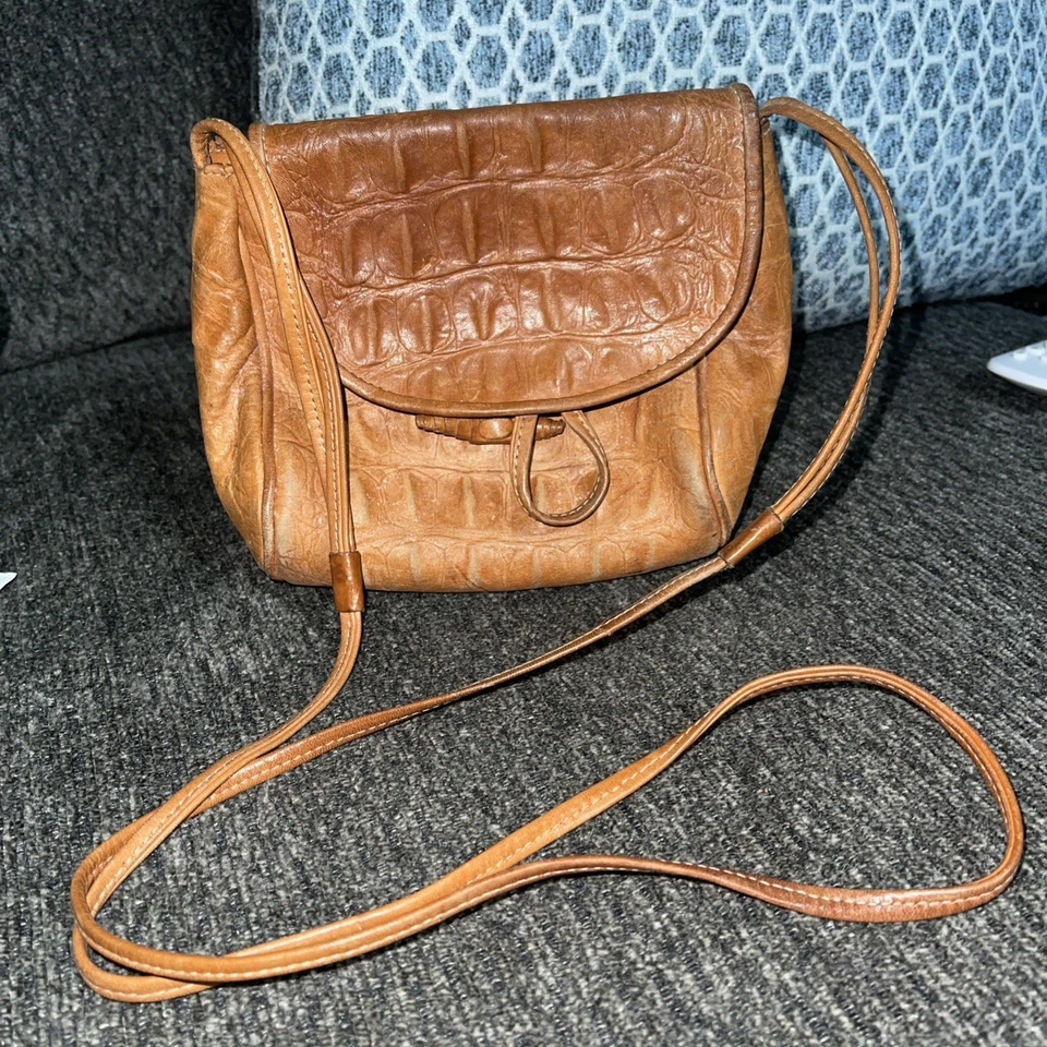 Bolso Bandolera Pequeño Marrón Unisa Aspecto Cocodrilo Repujado Cuero (B8) Foto 2 de 4