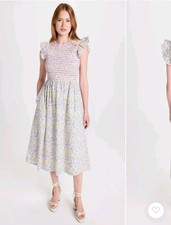 Sz L | NWT English Factory SALE OF FLORAL SMOCKED MIDI Dress Cotton $110
