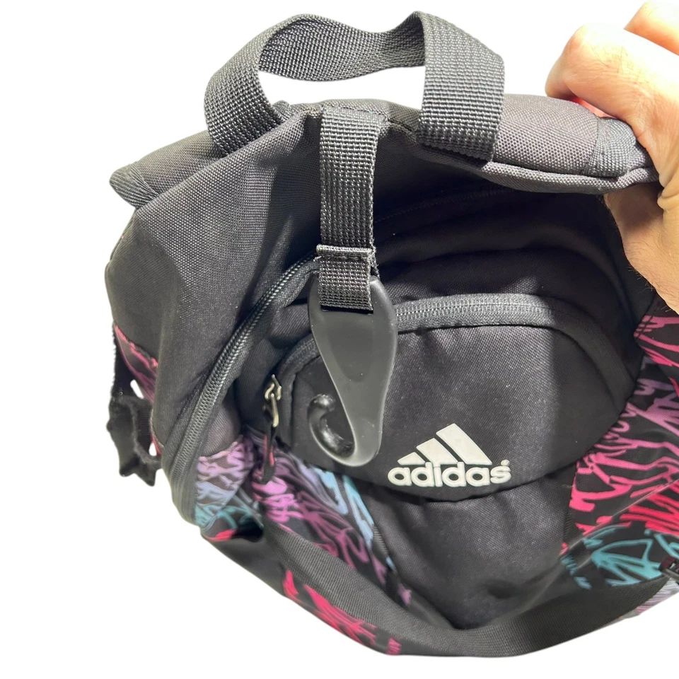 Mochila de béisbol Adidas Softbol negra rosa 3 rayas logotipo lona valla gancho Foto 4 de 4