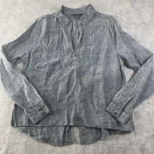 Saks Fifth Avenue Shirt Womens Large 100 % Linen Tunic Top Coastal Lagenlook