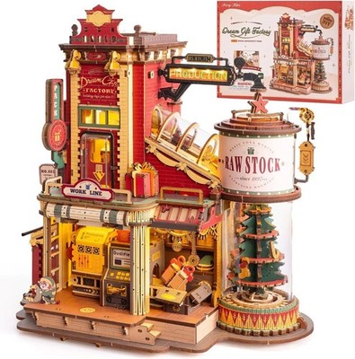 Rokr 3D Holzpuzzle Spieluhr Modellbausatz Traumgeschenk Fabrik Spielzeug Weihnachtsgeschenk
