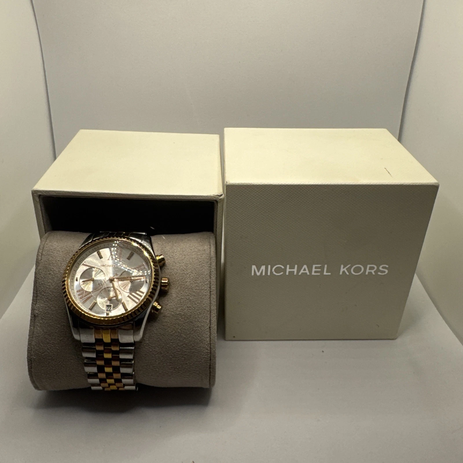Orologio da polso cronografo donna Michael Kors argento e oro Lexington MK5735