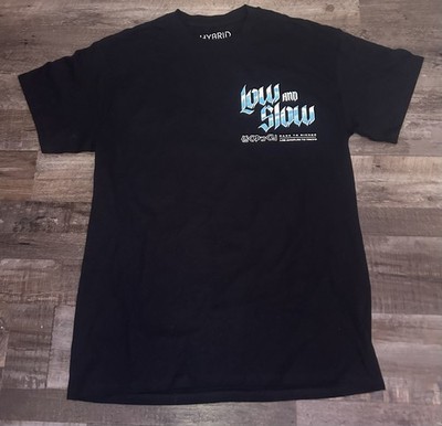 Hybrid Men s Low and Slow Car Graphic Black Cotton Crew Neck Tee M Double-Sided
