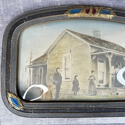 Antique Chicago Portrait Co Convex Bubble Glass Panoramic Frame