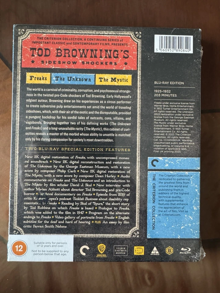 Tod Browning's Sideshow Shockers(1925-1932)Limited Edition 2 Disc Blu Ray - Image 2 of 4