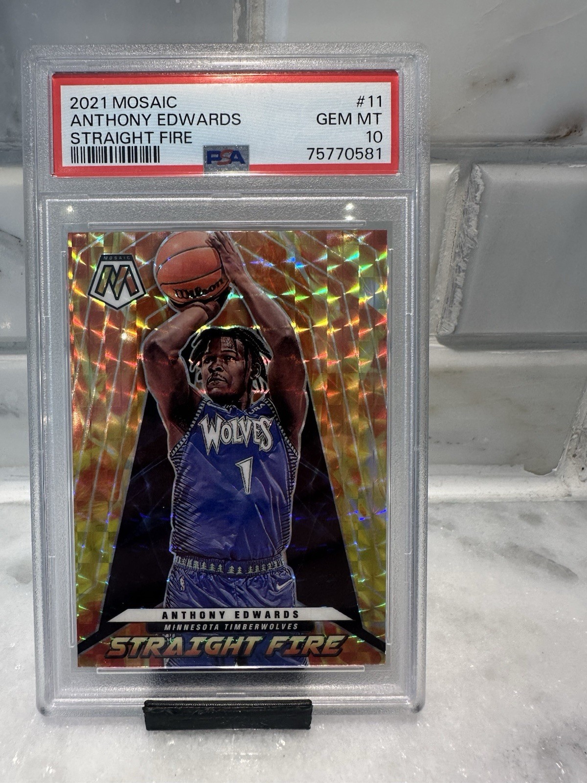 2021 Mosaic Anthony Edwards Straight Fire #11 PSA 10