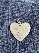 Antique Sterling Silver Love Token Heart Pendant ‘von Grossmama’