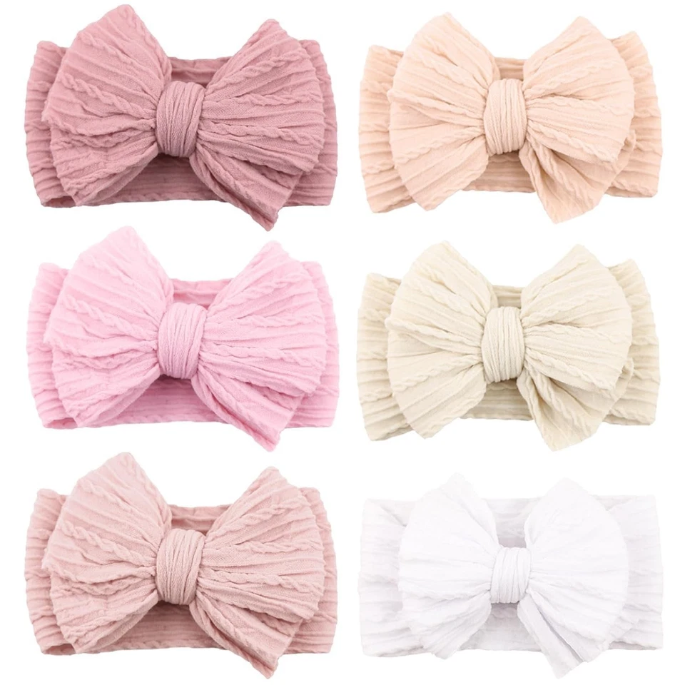 Soft Stretchy Nylon Baby Headbands with Bows for Newborn Toddler Girls-6PK - Image 3 of 4