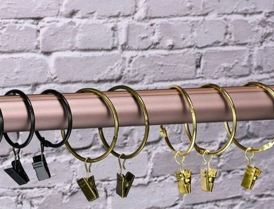 Gardinenringe mit Clips, 14 Stück - 3 Zoll Gardinenclipringe Haken (schwarz)