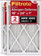 Filtrete 18x24x1 AC Furnace Air Filter, MERV 11, MPR 1000, 2 Pack