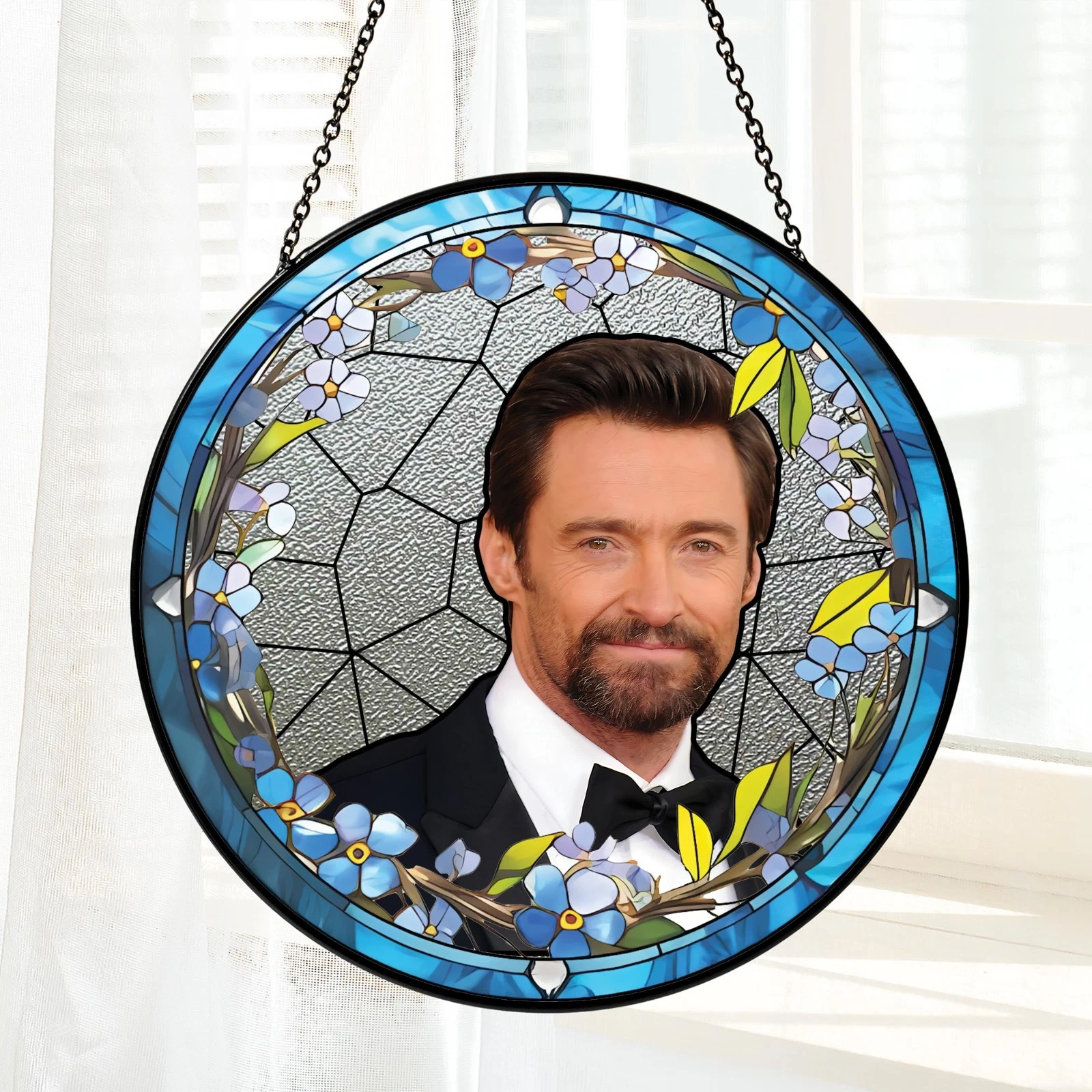 Hugh Jackman Stained Glass Suncatcher- Home Window Hanging Ornament