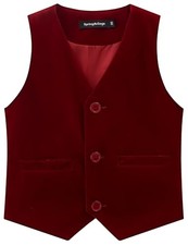 Boys Girls Velvet Suit Vest Formal Dress Waistcoat with 11-12 Years Burgundy