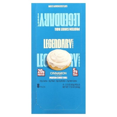 2 X Legendary Foods, Protein Sweet Roll, Cinnamon, 8 Pack, 2.2 oz (63 g) Each