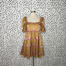LoveShackFancy Ruby Goldmine Bennington Floral Print Puff Sleeve Mini Dress Sz 0