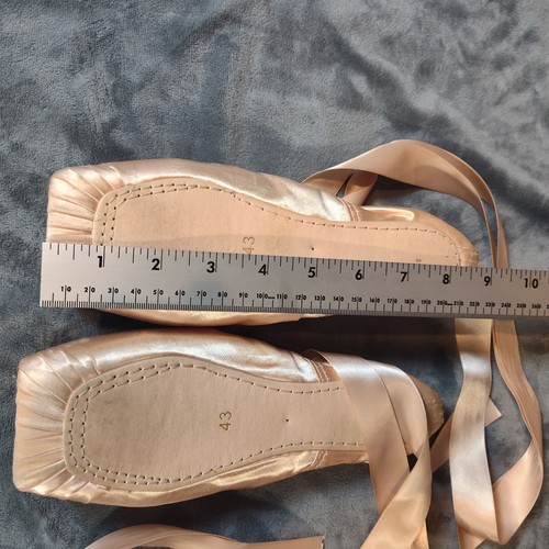 Pink Satin Ballerina Shoes Leather Soles Size 43 - Picture 3 of 9
