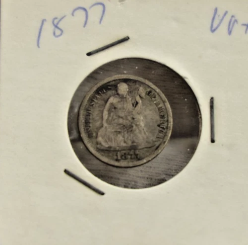 1877 US Seated Liberty Dime 10c VG (Cleaned)