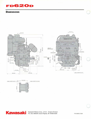 Genuine Kawasaki Dealer Sales Brochure/Product Spec Sheet FD620D V