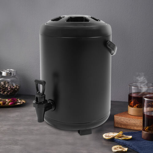 Stainless Steel Insulated Beverage Dispenser Cold/Hot Drink Dispenser 8L Black