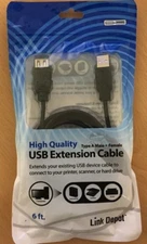 Link Depot 6ft. USB Extension Cable USB 2.0 Type A Male to Female (LD-USB6MF)