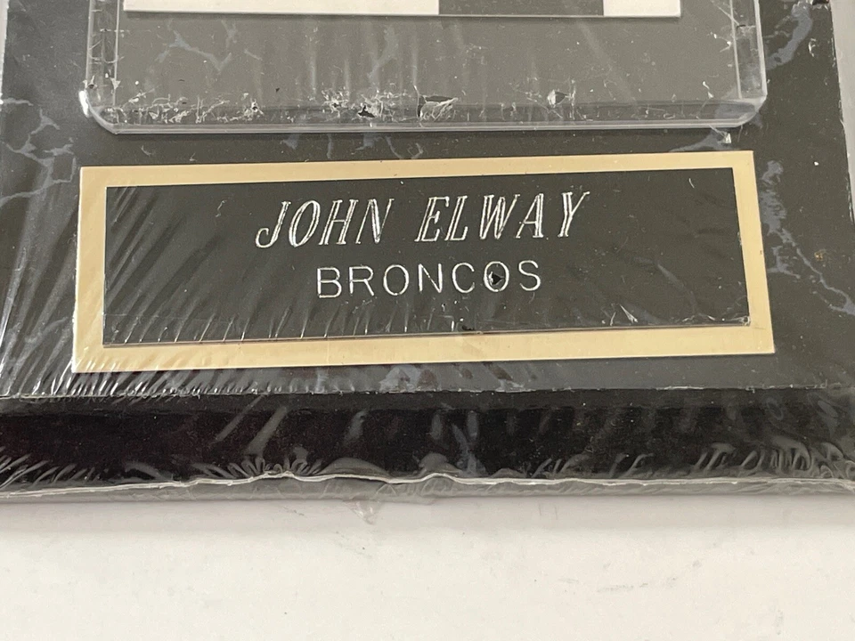 Tarjeta coleccionable John Elway placa y puntuación Denver Broncos QB 4x6 pared sellada Foto 2 de 3