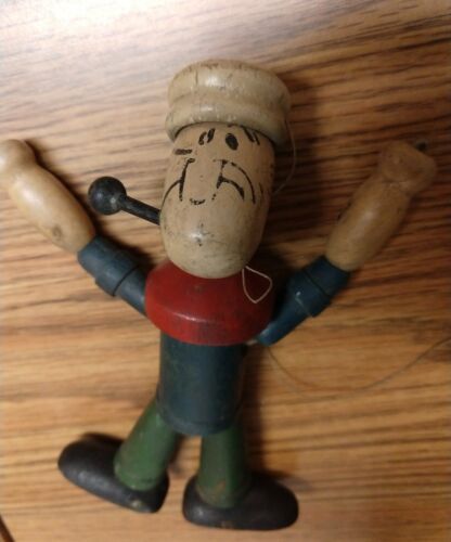 1930'S Vintage Popeye String And Wood Puppet Doll, 5 3/4", ¡Genial! ¡Antiguo! - Imagen 2 de 8