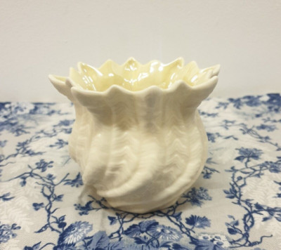 Belleek Irland Vintage Neptun Muschel Wirbel Vase Schale Meer Ozean Strand 6. Mark