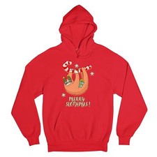 Merry Slothmas Sweatshirt Christmas Sloth Candy Cane Let It Snow Hoodie