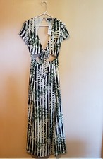 Fashion Nova Womens M La La Land Tropical Print Maxi Dress Vacation Cruise Beach