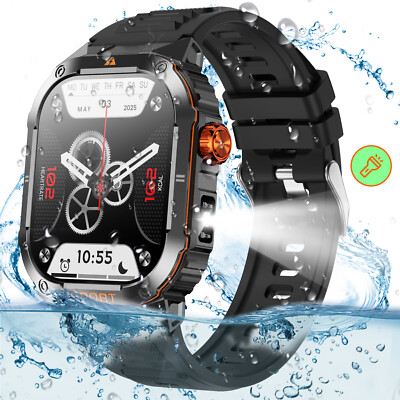 Smart Watch Bluetooth Call Health Monitor Fitness Tracker Waterproof Flashlight
