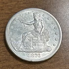 1876-S Trade Silver Dollar Coin Choice AU details - cleaned