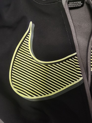 Nike Dri Fit Full Zip Hoodie Size 7L 6-7 Yr OldGray & Green Swoosh Logo. - Picture 3 of 6