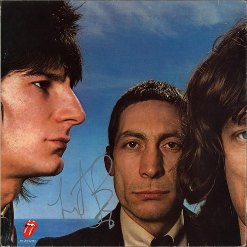 ROLLING STONES schwarz & blau VINYL LP Charlie Watts Zufriedenheit Autogramm SIGNIERT