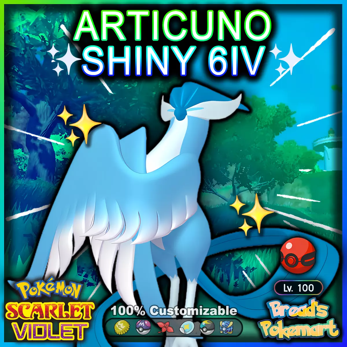 ARTICUNO ✨SHINY✨ 6IV Event Pokemon SCARLET and VIOLET GALAR Legendary Bird  +EVs