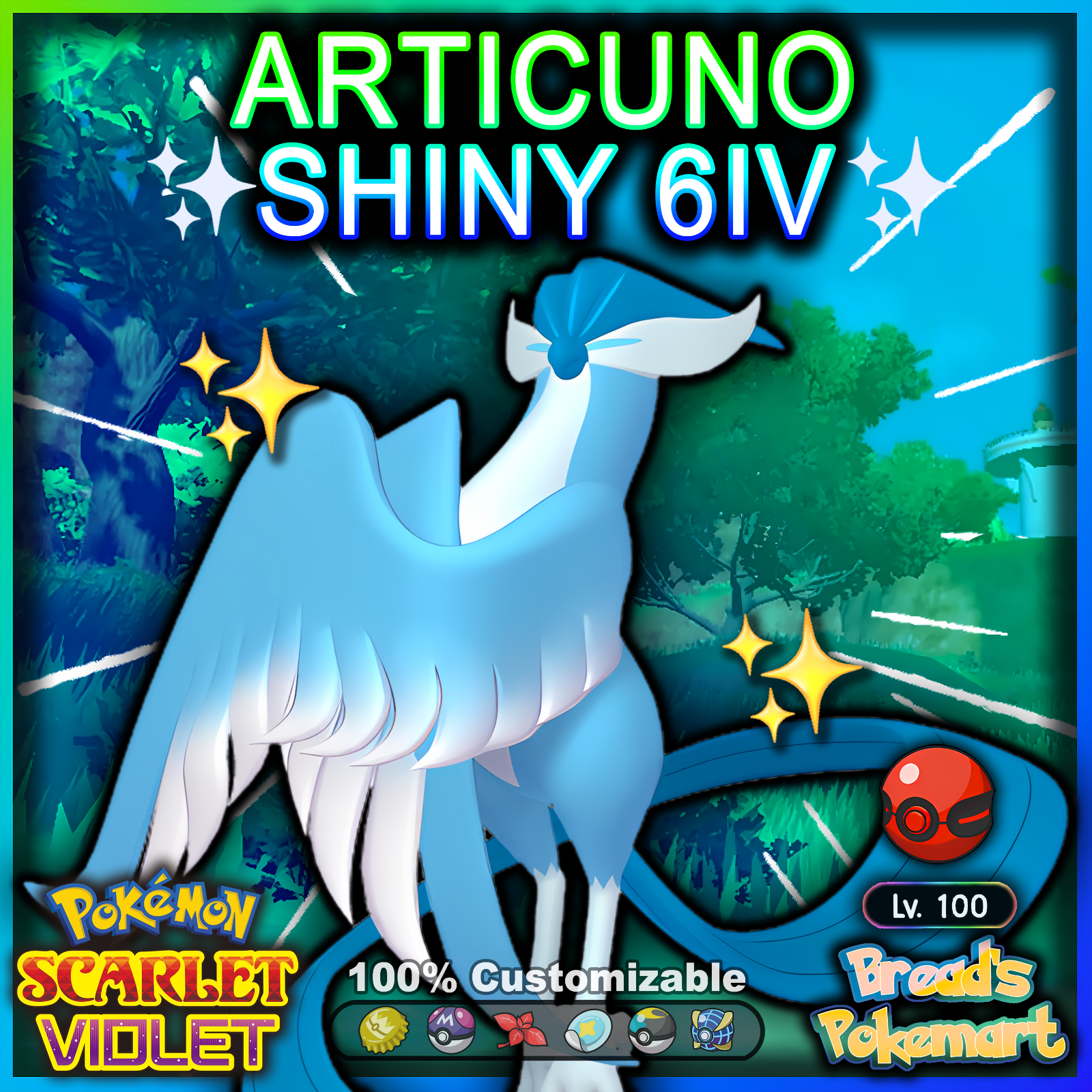 Pokemon Scarlet and Violet Shiny Articuno 6IV-EV Trained