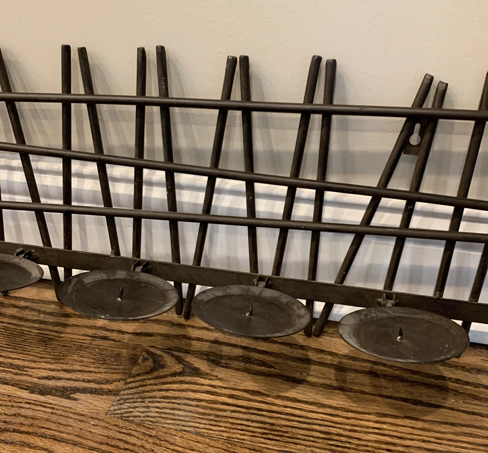 Z Gallerie Brown Bronze Wrought Iron Candle Planter Holder Wall Decor - Image 3 of 4