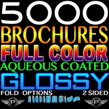 5000 CUSTOM Full Color 8.5x11 Trifold Brochures Gloss Coated 100lb High Quality