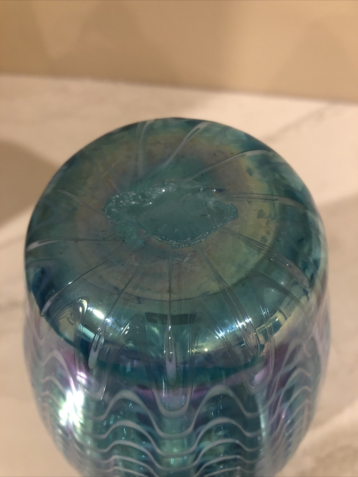 The Glass Eye Studio Blue Iridescent Mt. St. Helens Ash Art Glass Vase