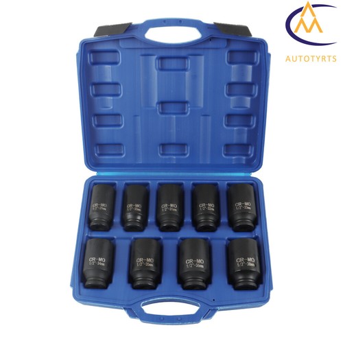 Deep Impact Socket Set 1/2" Drive Metric Axle Hub Nut Socket 29-38mm 9Pcs - Foto 2 di 12