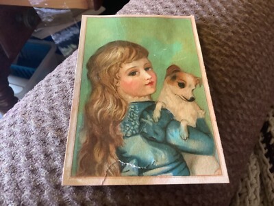 Vintage U.T.K. Clothing Store Trade Card, Watertown,NY Girl with Her Dog