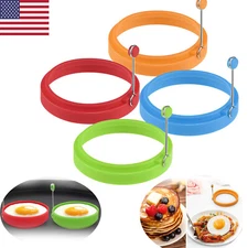 4Pcs Egg Rings Silicone For Fried Eggs,Non Stick Egg Cooking Rings,Round Pancake