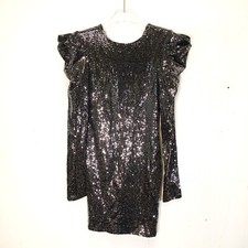 Vintage 80s Glam Sequin Party Dress S Black FOREVER 21 Mini Punk Rock Princess