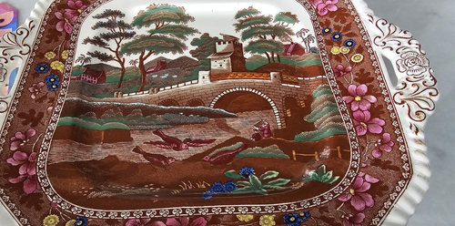 Antique Delft Spode Copeland England Tower 226336 Single Square Serving Plate - Picture 2 of 15