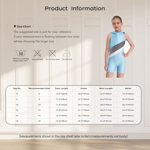Kids Girls Gymnastics Dance Leotard Cutout Back Workout Sports Hooded Bodysuit - Picture 5 of 55