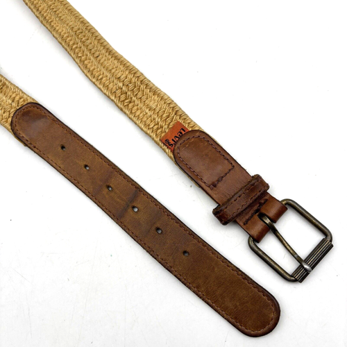 Vintage 70s Levi's 2214 Orange Tab Brown Leather Beige Hemp Stretch Belt 36 - Picture 4 of 12