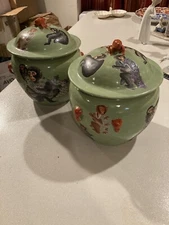 Antique Pair of Congee (rice) bowls with lids